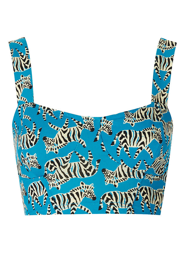 zebra print turquoise bralet topshop