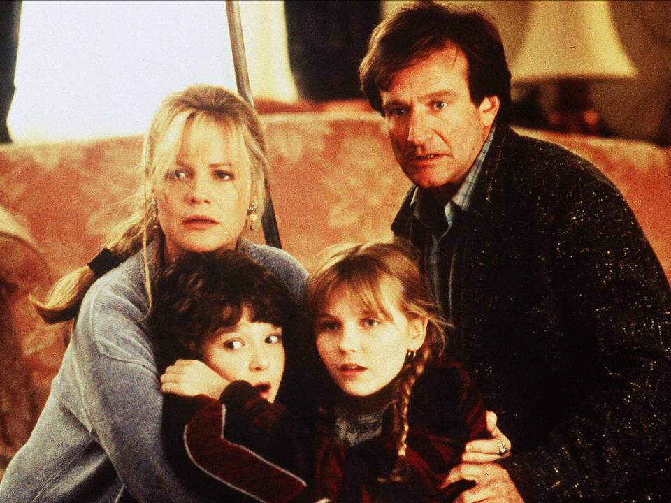 Bonnie Hunt, Bradley Pierce, Kirsten Dunst and Robin Williams in ‘Jumanji’ (Rex Features)