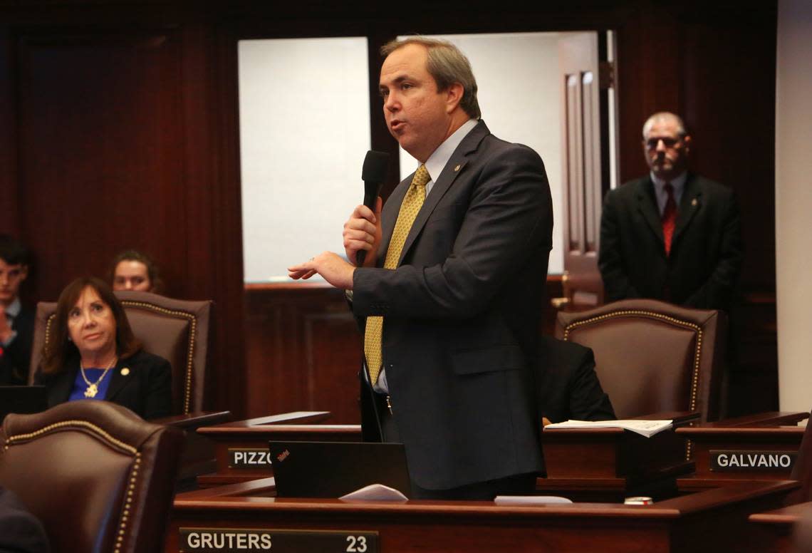 Sen. Joe Gruters, R-Sarasota, answers questions about his sanctuary cities bill before the Senate passed it Thursday, May 2, 2019.