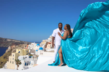 Deondra and Anderson Guy in Santorini