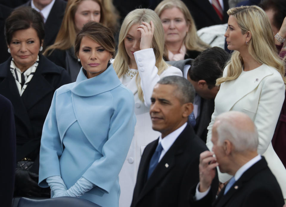 Melania looked far from thrilled on her husband’s inaguration [Photo: Getty]