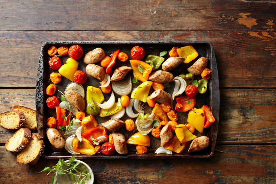 We love the ease of sheet pan suppers and this one, with its 15 minutes of prep time, is a perfect example of why. Your meat and veggies cook together to make a healthy meal that comes together fast.