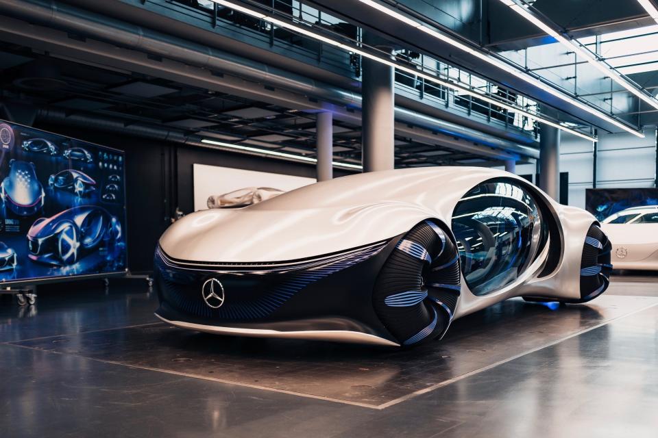 A mock-up of the Vision AVTR inside Mercedes-Benz's Stuttgart headquarters