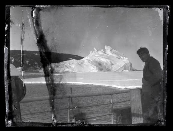 Alexander Stevens, chief scientist and geologist in Ernest Shackleton's 1914-1917 Ross Sea Party, seen aboard the Aurora in a century-old photograph developed for the first time.