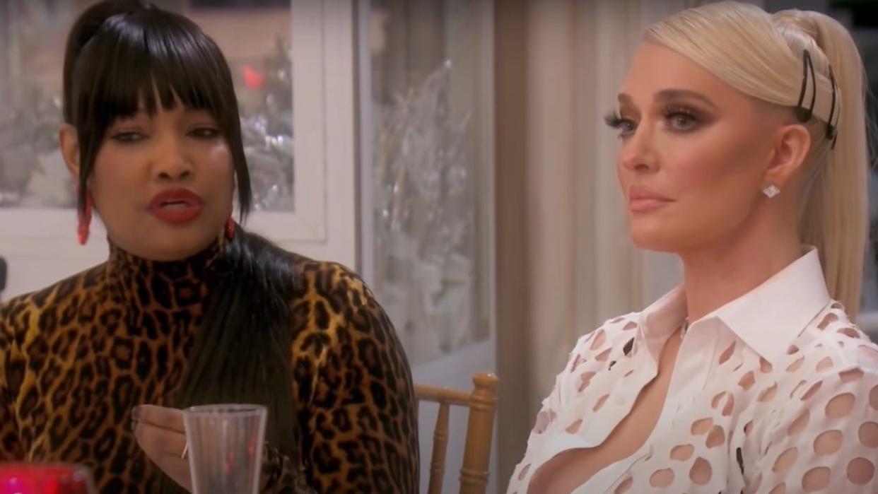 Garcelle Beauvais and Erika Jayne in season 11 of "The Real Housewives of Beverly Hills."