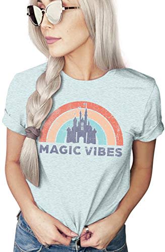 Magic Vibes Shirt | Cute Vacation Shirt for Disney | Unisex Sizing (Medium, Heather Ice Blue)