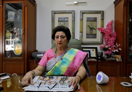 Mala Kapoor, the Founder and Director Principal of Silver Line Prestige School, poses for a photograph in her office in Ghaziabad, on the outskirts of Delhi, India, November 1, 2018. REUTERS/Anushree Fadnavis
