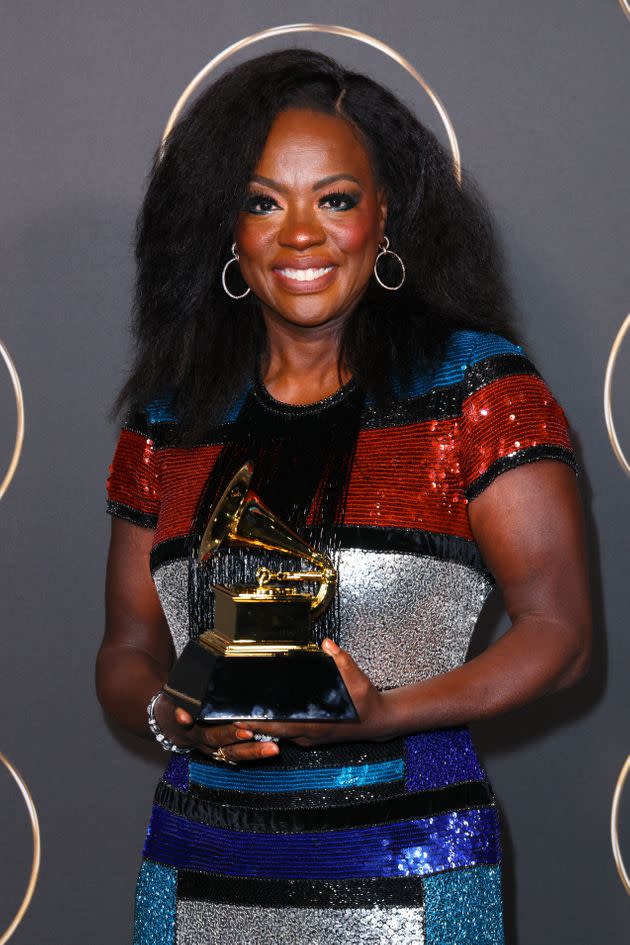 Viola Davis celebrates the Best Audio Book, Narration, and Storytelling award for 