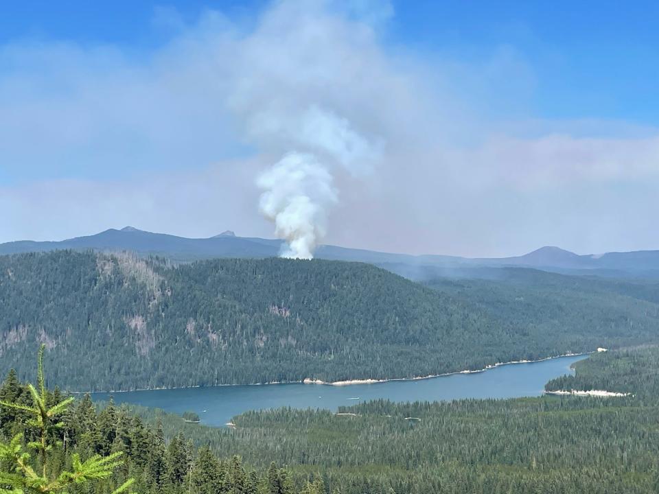 The Trail Fire is burning above Diamond Lake in Southern Oregon.