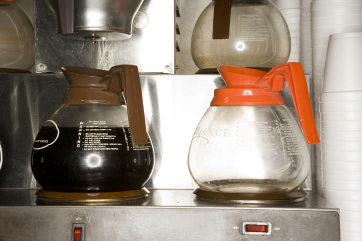 coffee pots in a restaurant