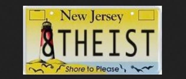 Devout, angry atheist finds new thing sue angrily about: VANITY PLATES