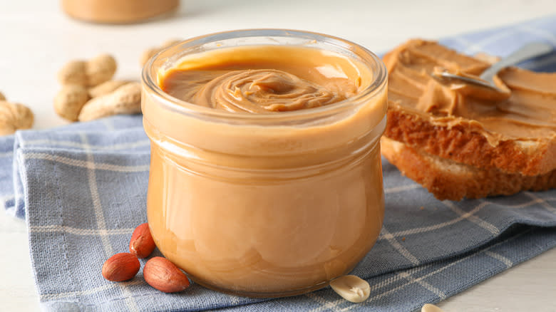 Nut butter in a glass jar