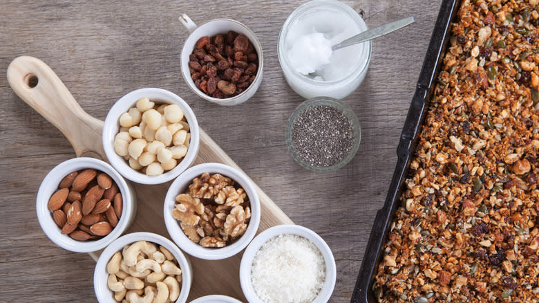 Coconut oil with granola ingredients