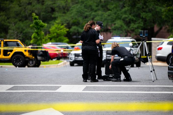 The Tallahassee Police Department investigates a shooting that took place at Envision Credit Union, located on North Monroe, on Friday, May 5, 2023. 