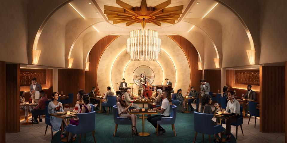 A rendering of Empire Supper Club on the Icon of the Seas