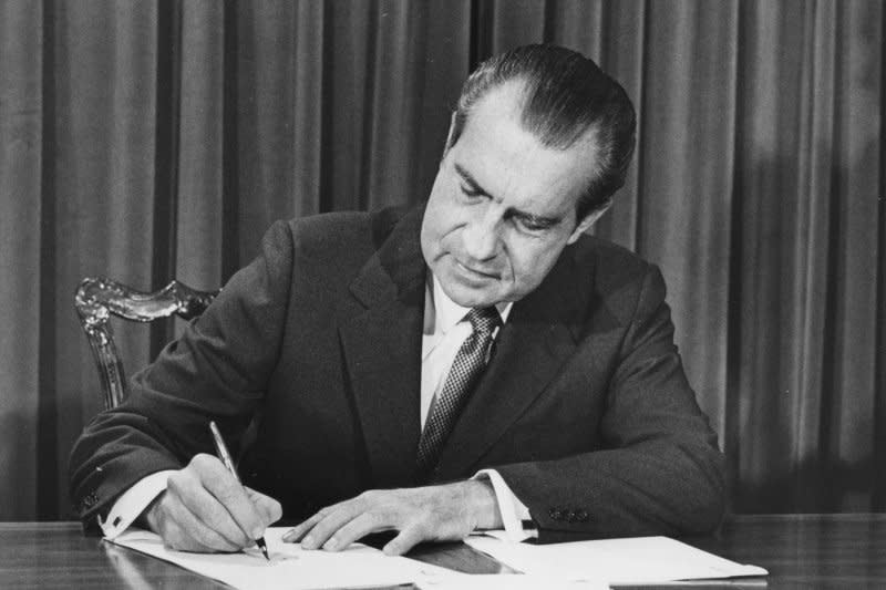 On December 30, 1972, U.S. President Richard Nixon ordered a halt in the bombing of North Vietnam and announced that peace talks with the Hanoi government would resume in Paris in January. File Photo by Darryl Heikes/UPI