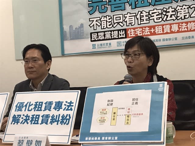 民眾黨幹事長蔡壁如(右)表示，台灣房市近年一直處於過熱狀態，許多人買不起房子便轉為租房，政府應制定租金基本標準。立委張其祿。(photo by臧品安／台灣醒報)