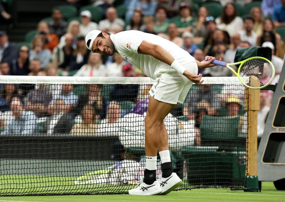Berrettini is lured to the net as Sinner beats him with a lob (Getty Images)