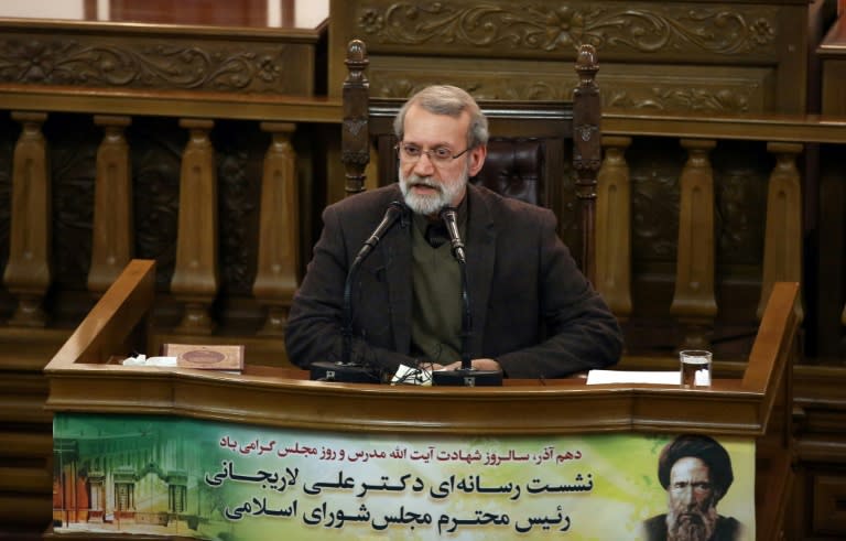 le président du Parlement, Ali Larijani lors d'une conférence de presse, le 1er décembre 2019 à Téhéran