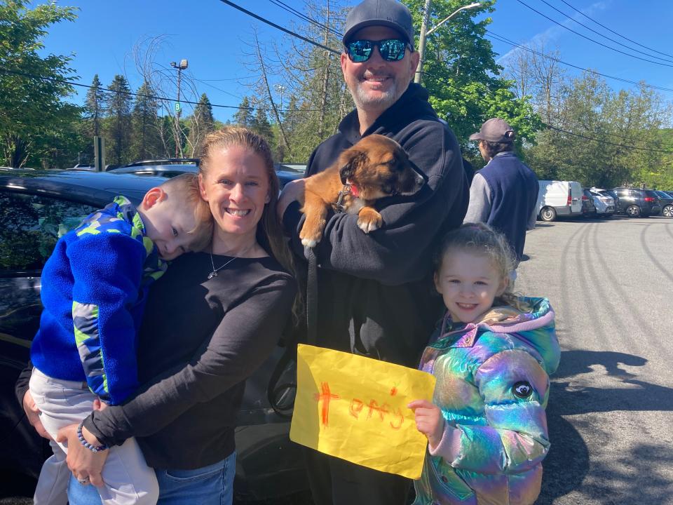 The Zemba family adopted a border collie mix puppy from the SPCA Westchester's first-ever Mobile Adoption Unit event on Saturday, May 11, 2024. The family named the puppy “Poppy” because "All the girls' names in our family are after a flower," Lily Zemba, age 7, said.
