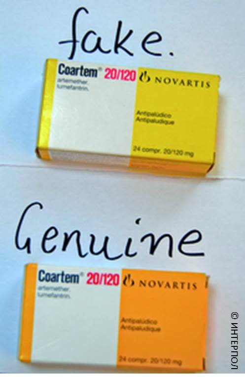 ¿Encontrarías las diferencias entre el producto falsificado y el genuino? Los falsificadores utilizan métodos sofisticados para imitar envases auténticos. (Foto: Interpol)