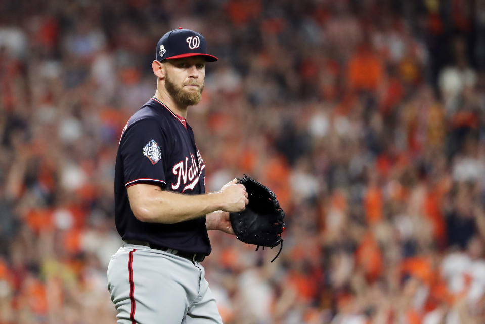 The Nats have Stephen Strasburg on the mound for World Series Game 6 in Houston. (Photo by Elsa/Getty Images)