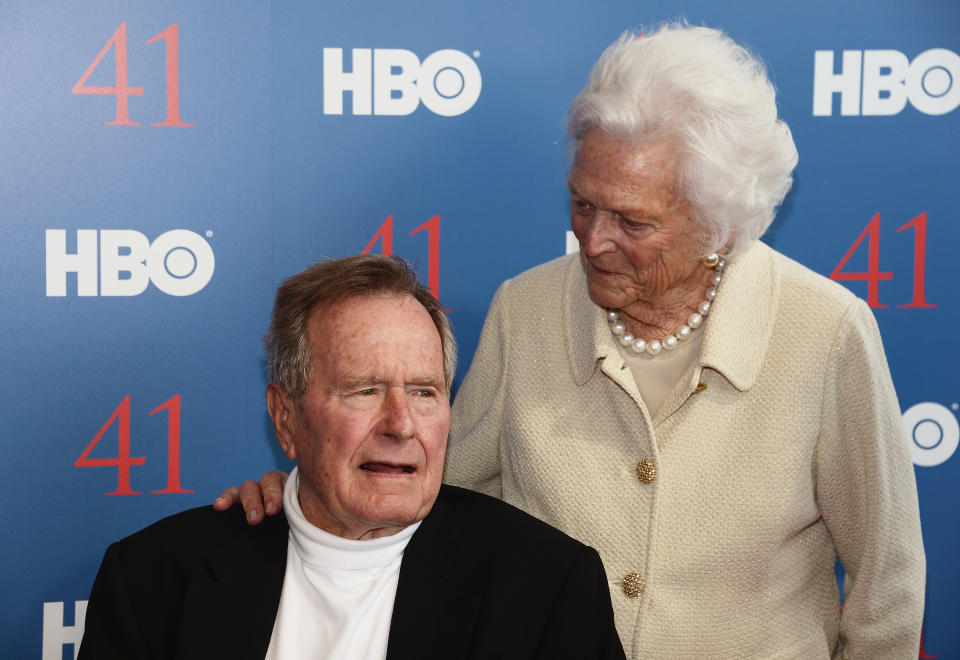 George H.W. and Barbara Bush attend the HBO Documentary special screening of "41," a film about him, on June 12, 2012, in Kennebunkport, Maine.