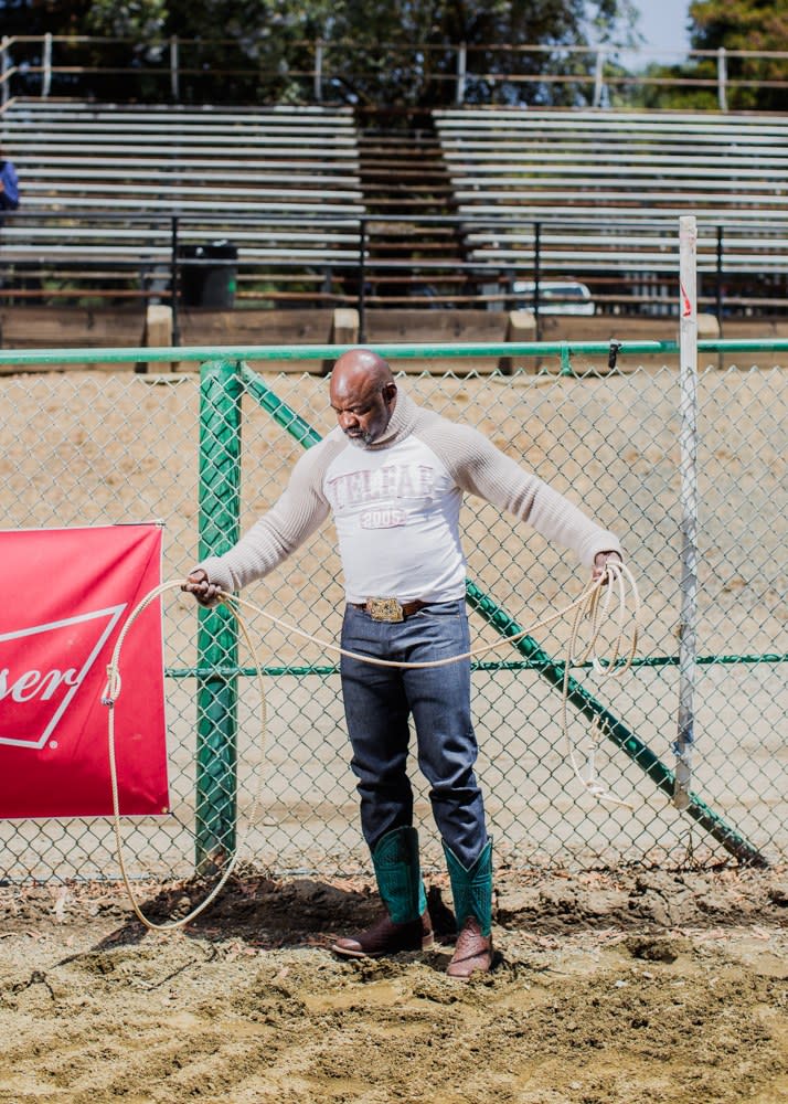 Shirt, Telfar. Pants, Levi’s. Boots & belt, Stetson.