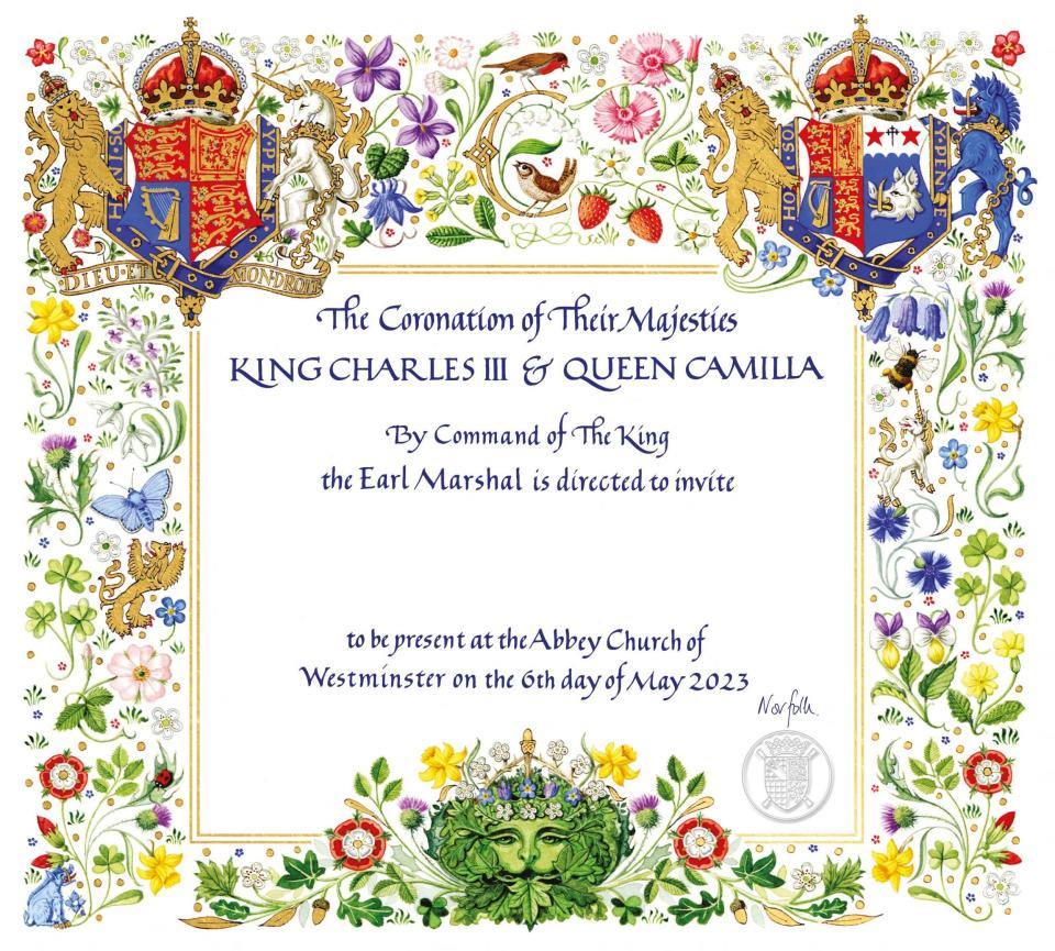 the invitation for the May 6, 2023 Coronation of Britain's King Charles III - Getty