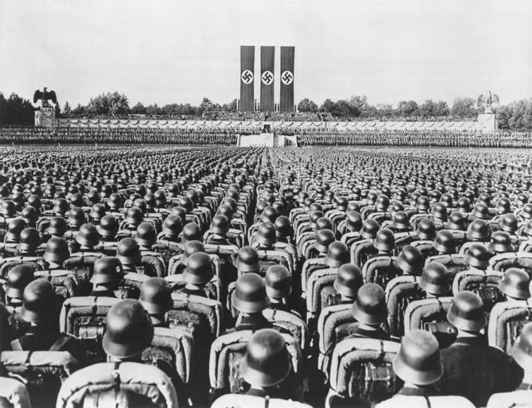 <span class="caption">Nazi Germany drew on myth, to ruinous effect.</span> <span class="attribution"><a class="link " href="https://www.shutterstock.com/download/success?u=http%3A%2F%2Fdownload.shutterstock.com%2Fgatekeeper%2FW3siZSI6MTU2NDMzMDY0MCwiYyI6Il9waG90b19zZXNzaW9uX2lkIiwiZGMiOiJpZGxfMjUxOTMwMzY1IiwiayI6InBob3RvLzI1MTkzMDM2NS9tZWRpdW0uanBnIiwibSI6MSwiZCI6InNodXR0ZXJzdG9jay1tZWRpYSJ9LCJmWlR3NHB3Ym5aaERlZ1pDWTN4TkcxaktsTGMiXQ%2Fshutterstock_251930365.jpg&pi=33421636&m=251930365&src=06gXkNgZBujBh_lrzs4GTA-1-27" rel="nofollow noopener" target="_blank" data-ylk="slk:Shutterstock;elm:context_link;itc:0;sec:content-canvas">Shutterstock</a></span>