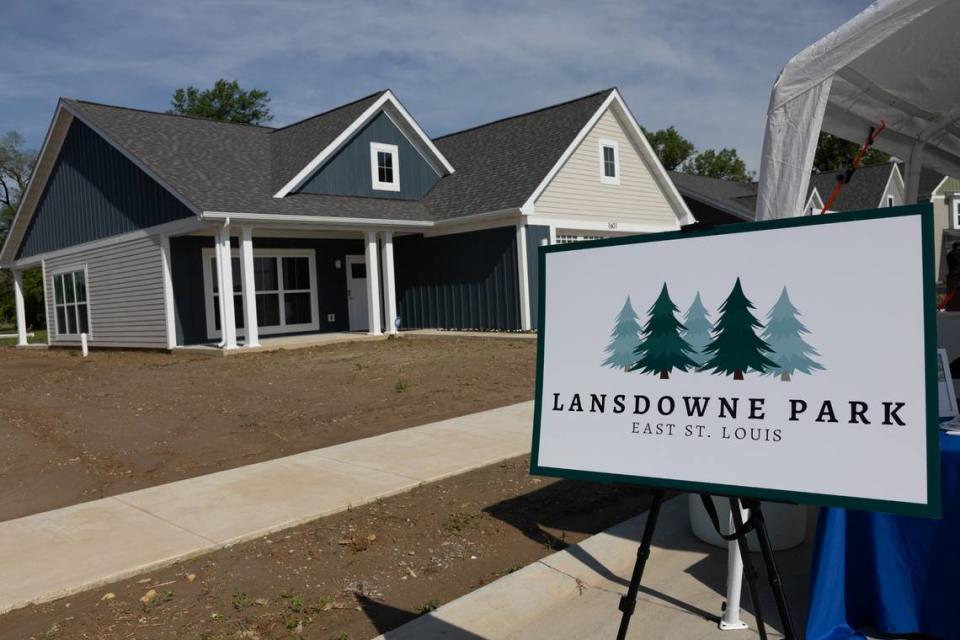 A large ranch house in the new Lansdowne Park subdivision in East St. Louis, Ill. on May 4, 2024.