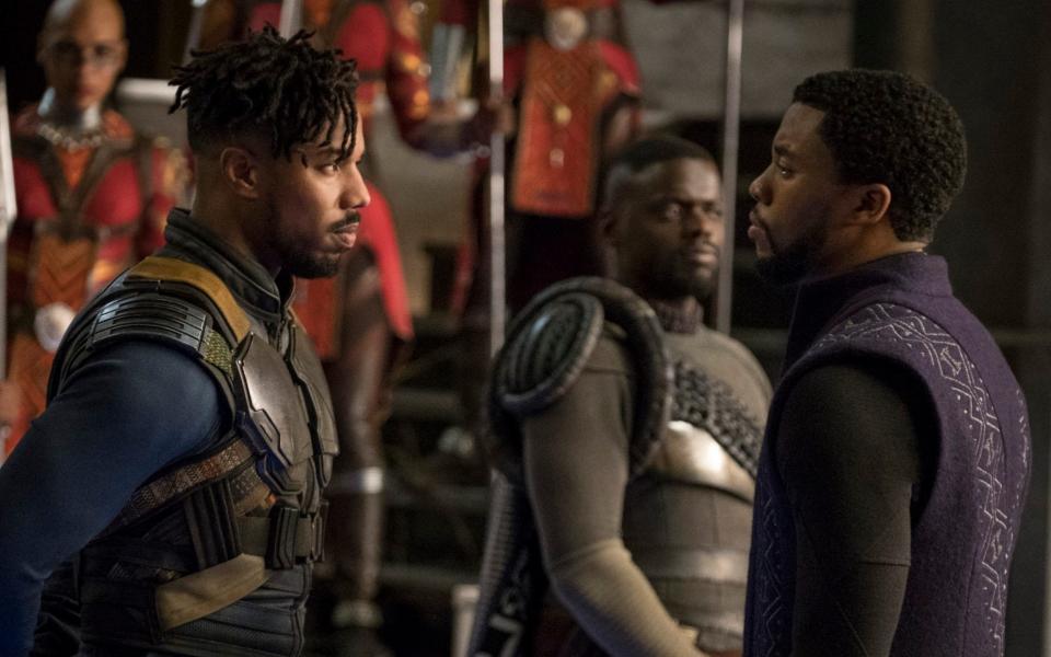 Michael B. Jordan and Chadwick Boseman in Black Panther - Marvel Studios