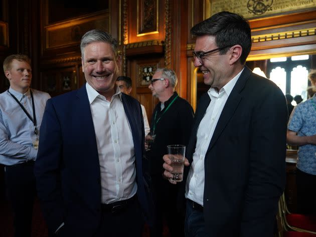 Keir Starmer and Andy Burnham attending a suicide prevention event at the Houses of Parliament in May. (Photo: Yui Mok via PA Wire/PA Images)