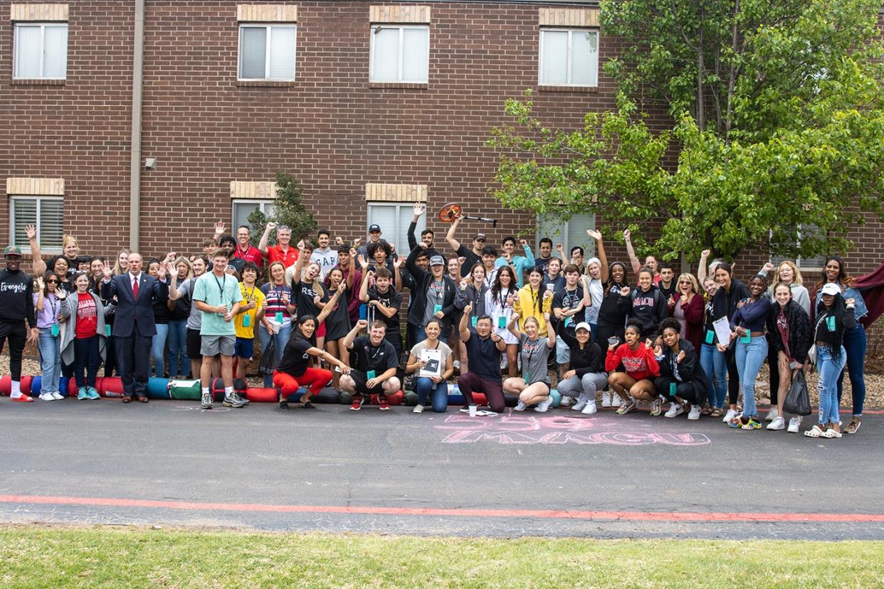 In April, Mid-America Christian University students lined up 550 sleeping bags on the university’s campus to attempt to break a world record.