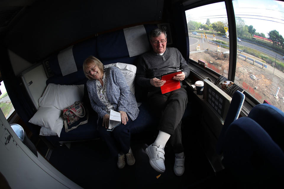 Passengers in Amtrak sleeper car