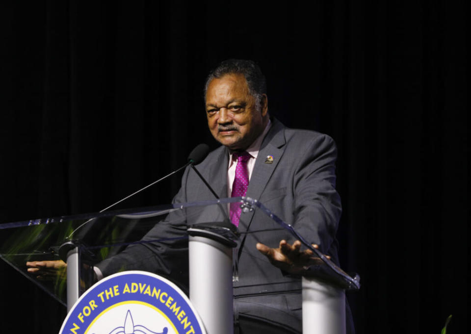 The Rev. Jesse Jackson speaks at the NAACP 110th National Convention in July 2019 in Detroit. The minister and civil rights activist is considered the first candidate to have a real shot at the Democratic Party’s nomination for president. (Photo by Bill Pugliano/Getty Images)