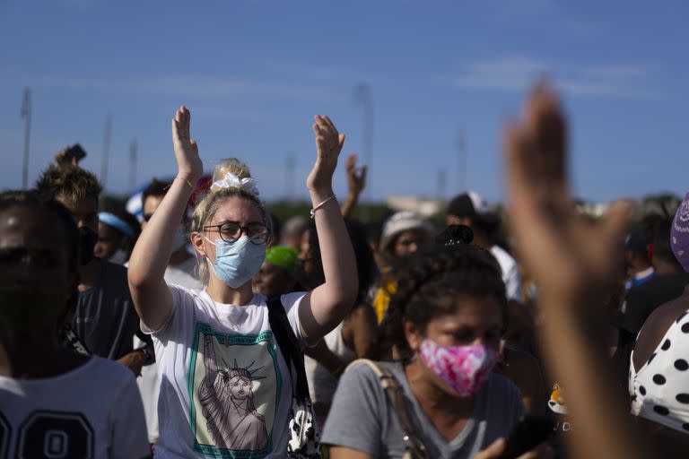 Manifestación contra el gobierno en La Habana, el 11 de julio de 2021