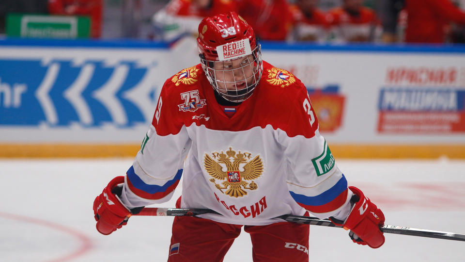 Matvei Michkov is one of the top prospects for next year&#39;s NHL draft. (Photo by Maksim Konstantinov/SOPA Images/LightRocket via Getty Images)