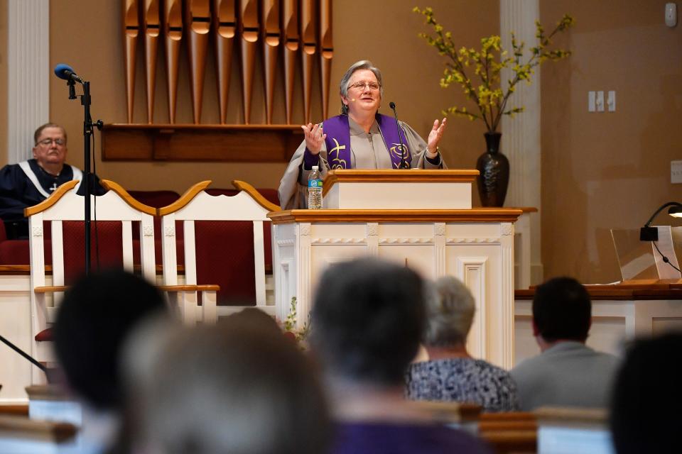 Linda Barnes Popham, pastor of the Fern Creek Baptist Church in Louisville, Kentucky, one of two churches appealing their ouster from the Southern Baptist Convention at the 2023 SBC annual meeting in New Orleans.