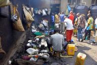 Congolese prisoners are seen inside the Kangbayi central prison in Beni