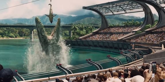 "Jurassic World" features dozens of dinosaurs making ferocious sounds.