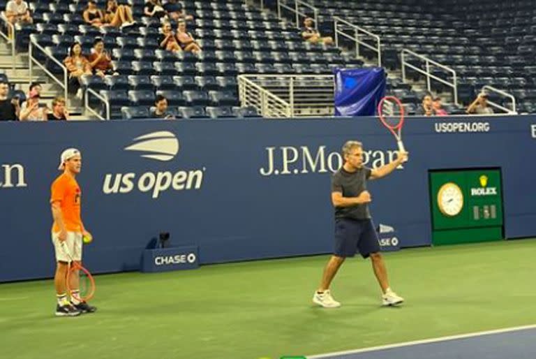 El Peque Diego Schwartzman junto a Ben Stiller en el US Open