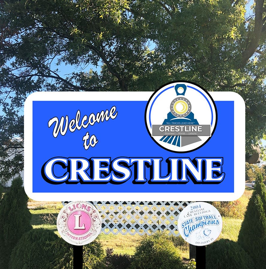 This image provided by the Crestline Community Development Team shows the design for the new welcome signs.