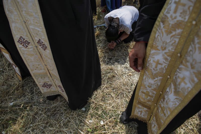 A Romanian Orthodox monastery in Romania holds a church service praying for rain to end the drought