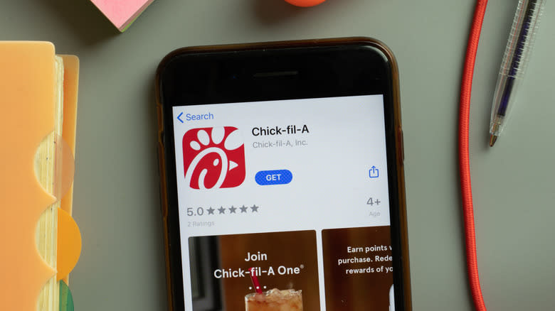 iPhone screen showing Chick-fil-A app