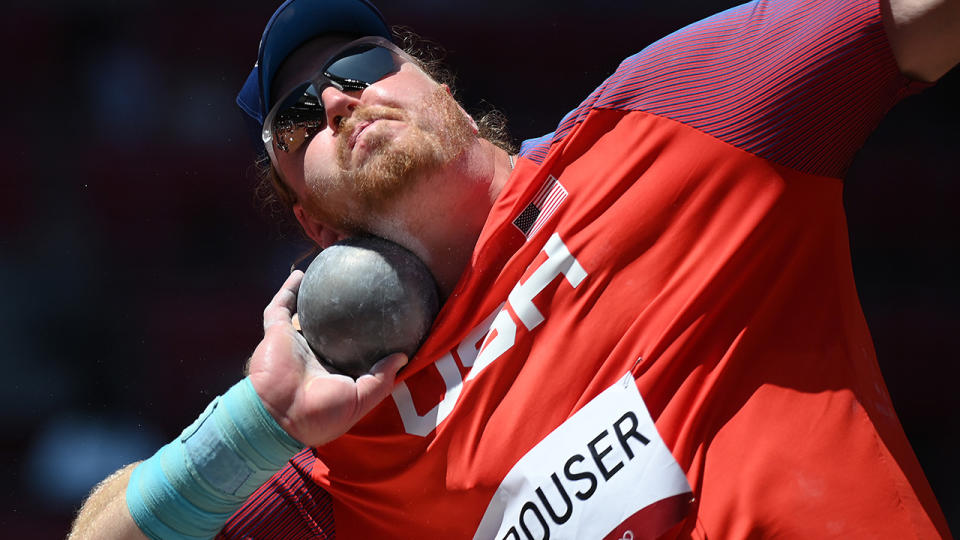 Team USA's Ryan Crouser set multiple new Olympic records on his way to shot put gold at the Tokyo Olympics. (Photo by Matthias Hangst/Getty Images)