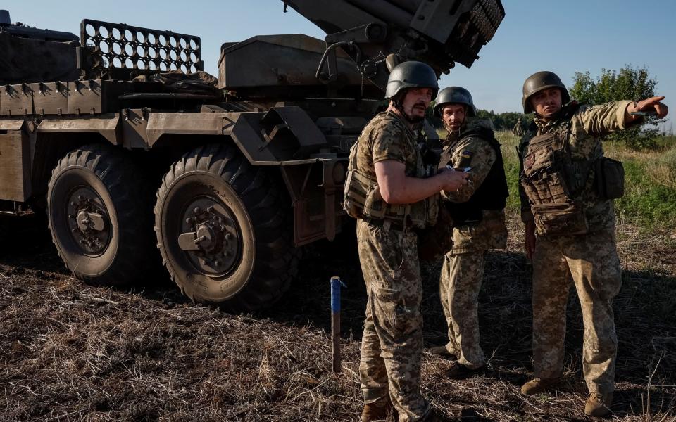 The troops load up the 'Vampire' to fire at Russian positions near a front line in Donetsk region, Ukraine