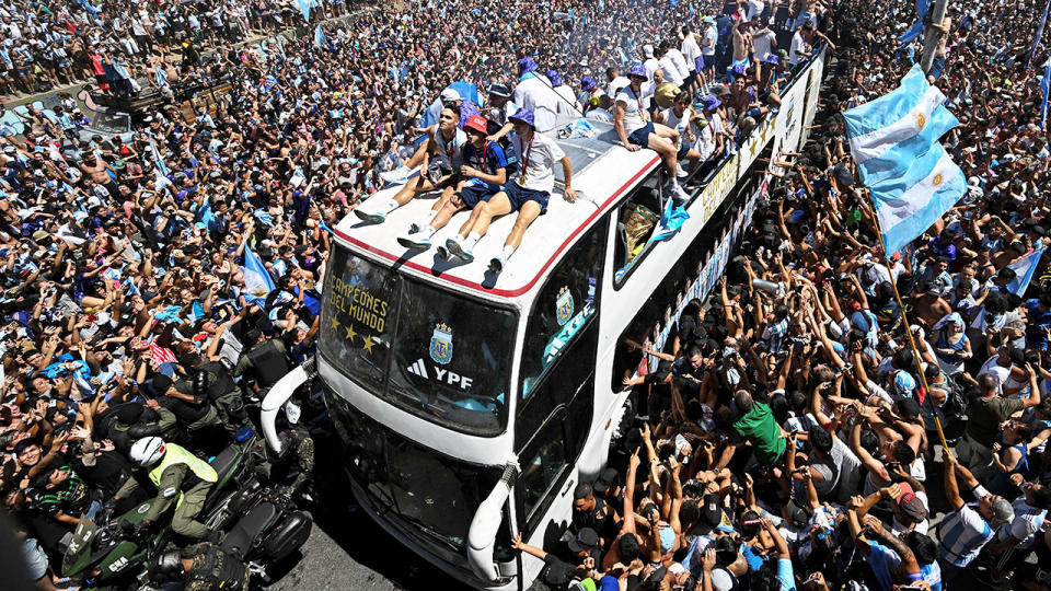 Millions of fans turned out in Argentina's capital Buenos Aires for the World Cup victory parade. Pic: Getty