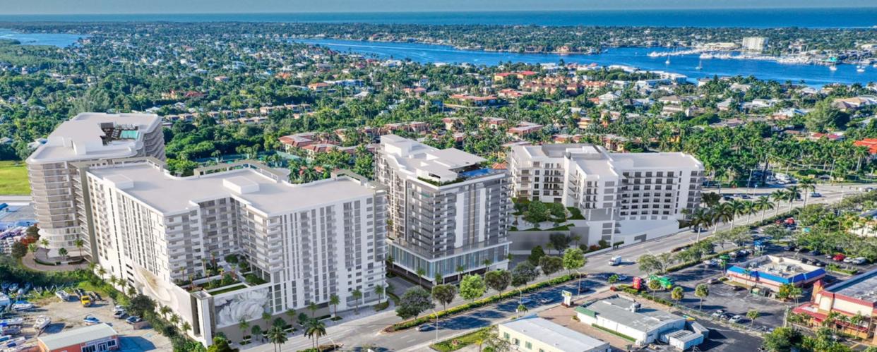 Aura at Metropolitan Naples (3rd building from left) has two of five penthouses remaining available.