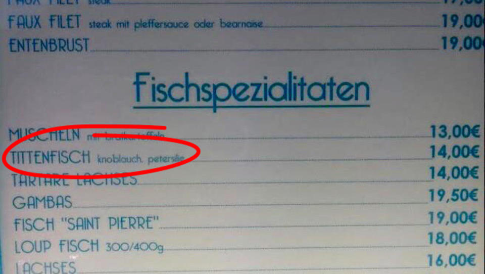 <p>An was hat der Verfasser dieser Speisekarte gedacht, als er diese Zeile schrieb?</p><p>(Bild: facebook.com/GastroFails) <br></p>